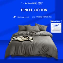 Thumbnail Bộ ga giường lụa He thong NEM cao cấp Set bộ vỏ chăn ga ra gối nệm đệm 5 món tencel cotton trải phủ giường mát lạnh 1