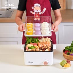 Thumbnail Nồi Lẩu Hấp vuống Đa Năng SAKI VIFIBA Chính Hãng 1000W Gia Nhiệt Nhanh – Ngăn Lẩu 5L Hấp Và Tiệ 3
