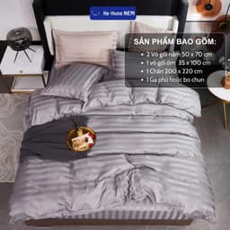Thumbnail Bộ Ga Giường 5 Món He thong NEM Cao Cấp Set Bộ Vỏ Chăn Ga Gối Nệm Đệm 5 Món Vải Cotton Trải Giường Chuẩn Khách Sạn 4