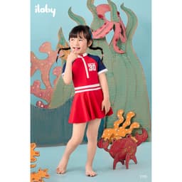 Thumbnail Bộ váy bơi bé gái ILABY thiết kế áo cộc tay liền chân váy có lót quần chất liệu thun lạnh [3135] 4