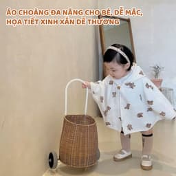 Thumbnail Áo Choàng Chống Nắng Xô Muslin IQKAO Cho Bé 0-3 Tuổi Kèm Kính Chống Bụi, Thoáng Mát, Đa Năng 4 Mùa (3-14kg) 3