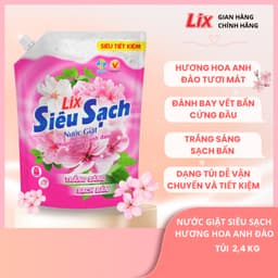 Thumbnail Combo 3 túi nước giặt Lix siêu sạch hương hoa anh đào thơm mát tặng 1 chai nước tẩy quần áo màu 400ml, 3C-N2503+N7502 1