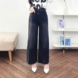 Thumbnail Quần Jean Nữ 𝐂𝐂𝐇𝐀𝐓 Dáng Suông Ly Chéo Chất Liệu Jeans Cao Cấp Basic 15GDJ2001ST 2