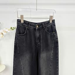 Thumbnail Quần Jean Nữ 𝐂𝐂𝐇𝐀𝐓 Dáng Suông Ly Chéo Chất Liệu Jeans Cao Cấp Basic 15GDJ2001ST 4
