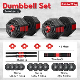 Thumbnail BG-Bộ tạ, miếng tạ 20kg kèm bộ quai tạ ấm đa năng, chất liệu PVC cao cấp 4