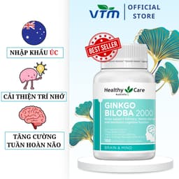 Thumbnail Viên uống bổ não Healthy Care Ginkgo Biloba tăng cường trí nhớ, giảm đau đầu, lưu thông máu não - lọ 100 viên 1