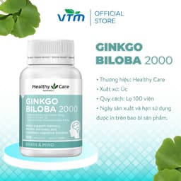 Thumbnail Viên uống bổ não Healthy Care Ginkgo Biloba tăng cường trí nhớ, giảm đau đầu, lưu thông máu não - lọ 100 viên 2