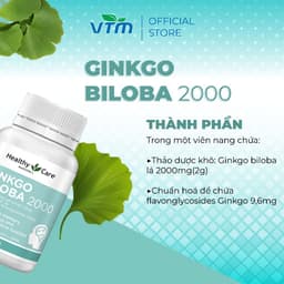 Thumbnail Viên uống bổ não Healthy Care Ginkgo Biloba tăng cường trí nhớ, giảm đau đầu, lưu thông máu não - lọ 100 viên 3