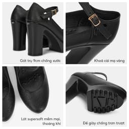 Thumbnail Kaleea - Giày Cao Gót Nữ Chất Da Mềm, Đi Nhẹ, Êm, Giày Đế Đúp Cao 9p - MO629 (Lấy tăng size) 3