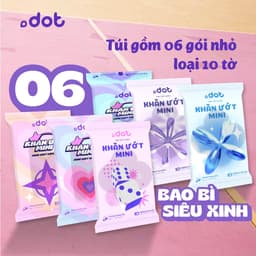 Thumbnail Lốc 6 gói khăn ướt mini Dot 10 tờ không mùi, khăn giấy ướt nhỏ gọn tiện lợi 4