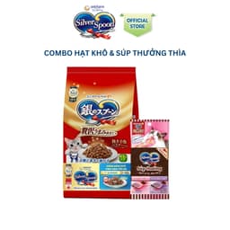 Thumbnail Combo Thức ăn hạt  Silver Spoon - Vị gà, cá (1kg/800g) & Súp Thưởng Thìa 40G/gói (vị ngẫu nhiên) 1
