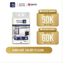 Thumbnail Khăn khô lau bếp F5 Clean 300 tờ lau sạch mọi vết bẩn, không để lại sơ vải, tiện dụng, an toàn cho da tay 1
