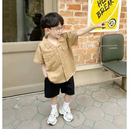 Thumbnail Set sơ mi phối túi ngực Chất liệu thô hàn cao cấp kết hợp kaki thoáng khí B611 3