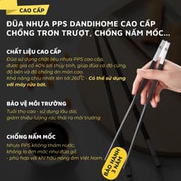Thumbnail Đũa nhựa PPS sợi thủy tinh DandiHome kết hợp Inox 304 DandiHome cao cấp, chống trượt, chống nấm mốc 2