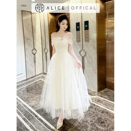 Thumbnail Váy Trễ Vai Dự Tiệc Alice, Đầm Lưới Phối Ren Dáng Maxi Ôm Eo, Váy Đính Đá Nổi Có Lót Xòe Bồng, Phù Hợp Đi Sự Kiện T40 4