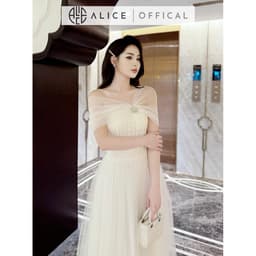 Thumbnail Váy Trễ Vai Dự Tiệc Alice, Đầm Lưới Phối Ren Dáng Maxi Ôm Eo, Váy Đính Đá Nổi Có Lót Xòe Bồng, Phù Hợp Đi Sự Kiện T40 3