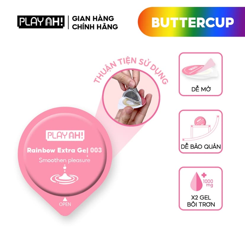 Ảnh Bao Cao Su PlayAh Rainbow Gel 003 Hộp 10 size 52mm siêu mỏng, nhiều gel 4
