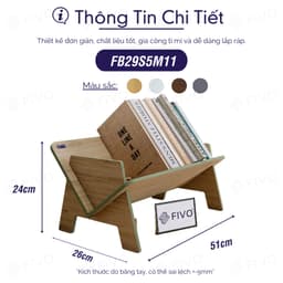 Thumbnail Kệ Sách Gỗ Để Bàn Làm Việc FB29 FIVO, Lắp Ráp Dễ Dàng Không Cần Phụ Kiện, Thiết Kế Hình Chữ V Tiết Kiệm Không Gian 2