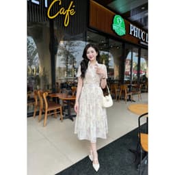 Thumbnail Váy hoa cổ Đức Mã 278 – Dáng xòe phối cúc, vải thô Boil mềm mịn, mát nhẹ, mặc đi làm, mặc đi chơi 3