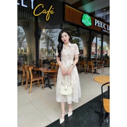 Thumbnail Váy hoa cổ Đức Mã 278 – Dáng xòe phối cúc, vải thô Boil mềm mịn, mát nhẹ, mặc đi làm, mặc đi chơi 2