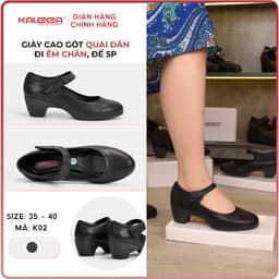 Thumbnail Kaleea - Giày Cao Gót Nữ Đi Siêu Êm Đế Vuông Quai Dán Đế Cao 5p - K02 1