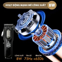 Thumbnail Tông đơ cắt tóc chuyên nghiệp Kemei KM-1727 công suất mạnh 8W màn hình LCD sạc nhanh USB tiện lợi - Chính hãng 3