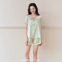 Thumbnail Đồ mặc nhà Mialala chất liệu lụa với cổ bèo tinh tế và tay nhún bèo điệu đà DMN02015436 2