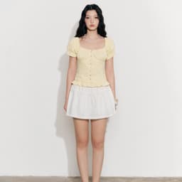Thumbnail DOTTIE - Chân váy ngắn phối vải - Trắng - S0277 4