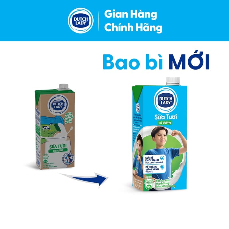 Ảnh Hộp Sữa Tươi Tiệt Trùng Dutch Lady Có Đường 965ml 2