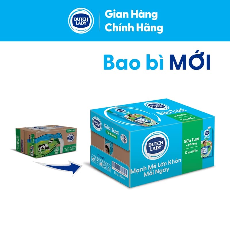 Ảnh Hộp Sữa Tươi Tiệt Trùng Dutch Lady Có Đường 965ml 3