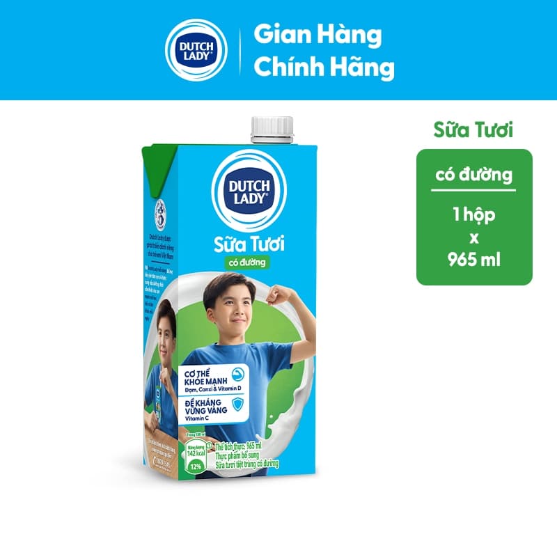 Ảnh Hộp Sữa Tươi Tiệt Trùng Dutch Lady Có Đường 965ml 1