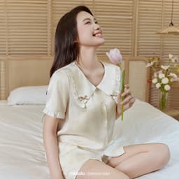 Thumbnail Đồ bộ mặc nhà Mialala pyjama dáng ngắn lụa latin DMN02015464 3