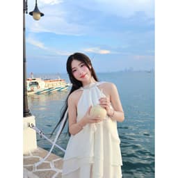 Thumbnail Đầm Nữ Freesize Mùa Hè Cổ Yếm Voan Tơ Xếp Tầng Dễ Thương -  AILEN - GOÛT DE JUN 2
