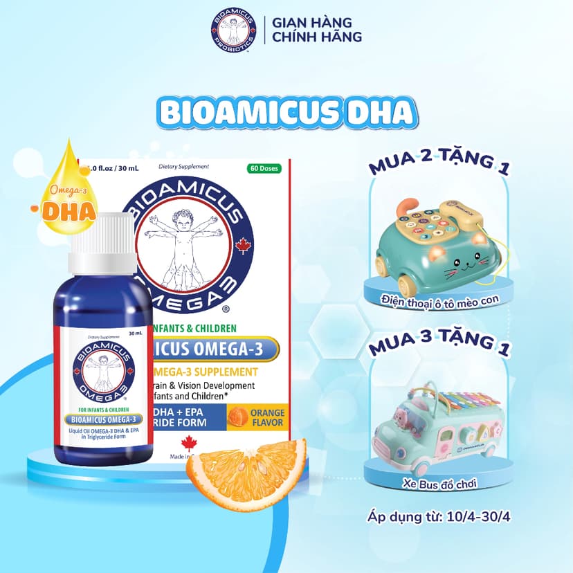 Ảnh BioAmicus Omega-3 DHA cho trẻ thông minh sáng mắt lọ 30mL 1
