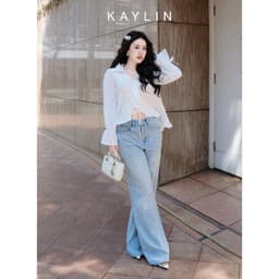 Thumbnail Quần JEAN KAYLIN form suông đính ngọc chất vải denim dầy dặn BST Hè 2025 - N2450 1