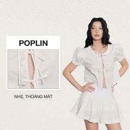 Thumbnail DOTTIE - Áo kiểu tay phồng đính nơ - Trắng - T1058 1