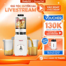 Thumbnail Máy Ép Chậm Thế Hệ Mới 120W Masuto Msjuice Ép Nguyên Quả Kiệt Bã Ép Cần Tây, Cà Rốt Detox, Làm Kem Trái Cây 1