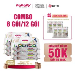 Thumbnail Khăn ướt cao cấp cho bé Mamamy Tropical gói 60 tờ 100% sợi tự nhiên và rayon ngừa hăm, mềm dai sạch cực 1