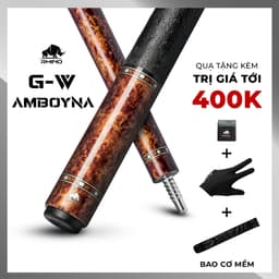Thumbnail Gậy Bida Lỗ Rhino G-W Amboyna - Ngọn Glassfiber - Chính Hãng - Tặng kèm combo phụ kiện 1