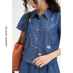 Thumbnail 511SH1010 -Sơ mi thô denim xanh chàm thêu random ADORE DRESS 1