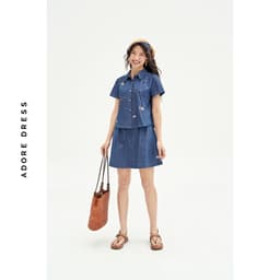 Thumbnail 511SH1010 -Sơ mi thô denim xanh chàm thêu random ADORE DRESS 3