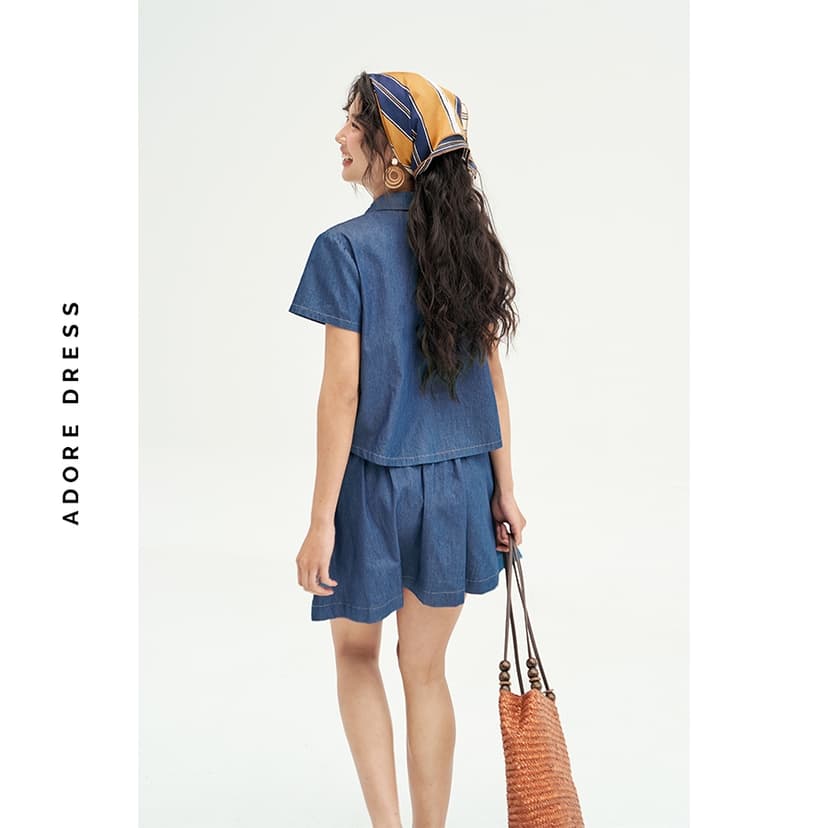 Ảnh 511SH1010 -Sơ mi thô denim xanh chàm thêu random ADORE DRESS 4
