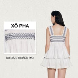 Thumbnail DOTTIE - Áo kiểu chạy smocking trang trí - Trắng - T1079 1