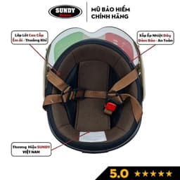Thumbnail Mũ bảo hiểm nửa đầu có kính chống nắng SUNDY HP01K an toàn, thời trang, Freesize (vòng đầu 55-58cm) 3