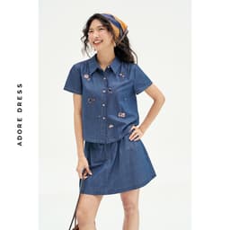Thumbnail 511SK1017- Chân váy mini xoè thô denim xanh chàm ADORE DRESS 4