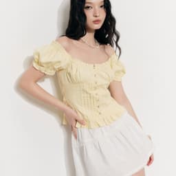 Thumbnail DOTTIE - Áo diễu ly tay phồng - Vàng - T1076 3
