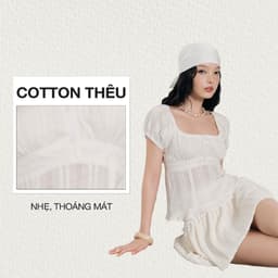 Thumbnail DOTTIE - Áo kiểu phối bèo cài nút - Trắng - T1077 1