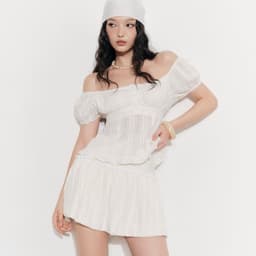 Thumbnail DOTTIE - Áo kiểu phối bèo cài nút - Trắng - T1077 4