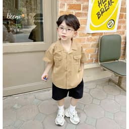 Thumbnail Set sơ mi phối túi ngực Chất liệu thô hàn cao cấp kết hợp kaki thoáng khí B611 1