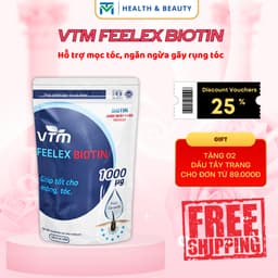 Thumbnail Viên uống VTM Feelex Biotin ngăn rụng tóc, hỗ trợ mọc tóc Biotin gói 30 viên (30 Ngày) 1